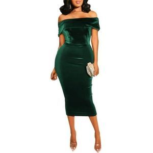 Bodycon Midi Dress Velvet Green